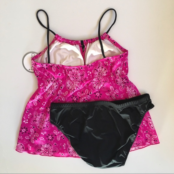 Maternity 2 piece swimsuit in Pink Bandana by Prego Maternity Small Made in USA - Picture 2 of 2